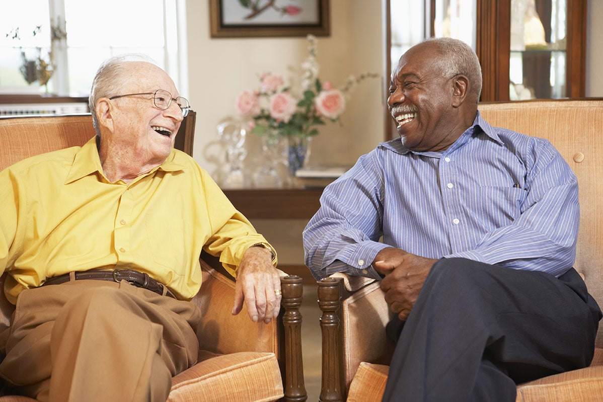 Residents laughing together at Pioneer Ridge